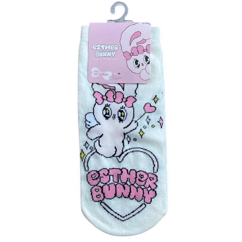 Esther Bunny White Graphic Socks Size 23- 25 cm New with Tag